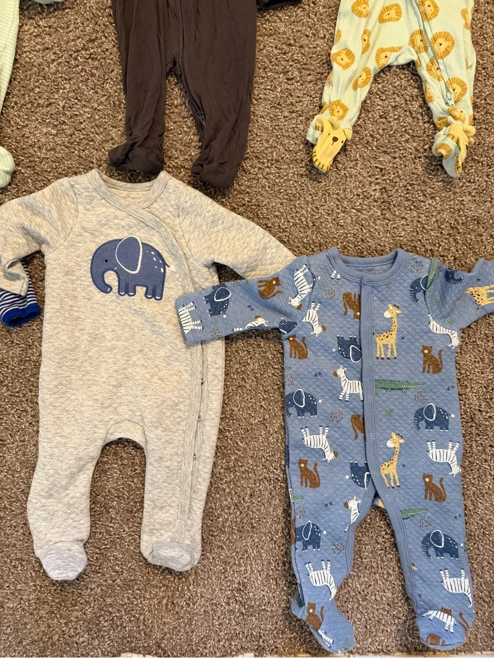 Old Navy Multi-Pack Baby Footed Sleepers - Blue, Gray, Brown, Yellow